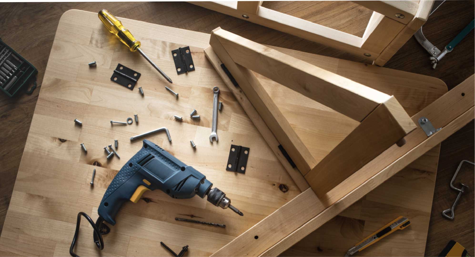Image of drill and other handyman tools