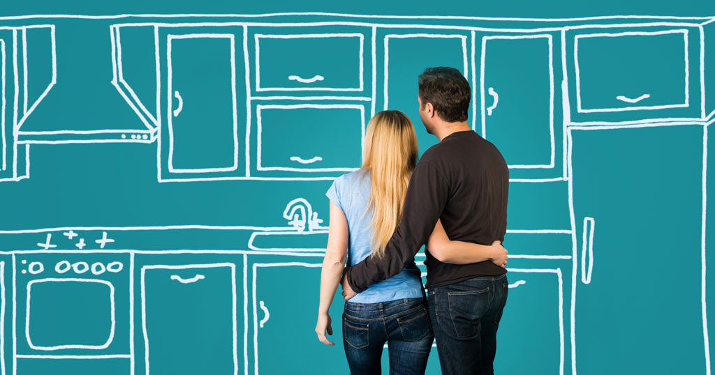 Image of couple designing a new kitchen concept