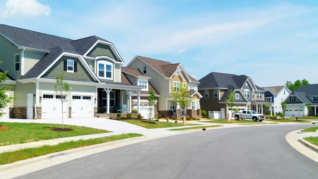 Exterior image of homes in a suburban neighborhood