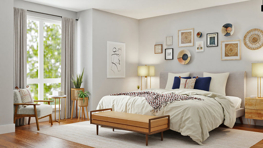 Image of a bedroom painted a neutral color