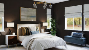 Image of a bedroom painted a brown earth tone